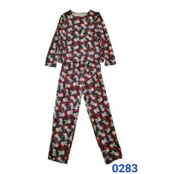 Women's Santa Skull Silky 2 Piece Pajama Set Size XL - 0283 - Picture 1 of 5